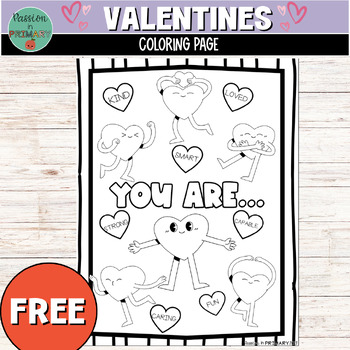 Preview of Affirmations Coloring Page | Valentines Day Coloring Page | FREEBIE