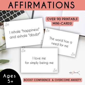 Preview of Affirmations For Kids | Affirmations Cards | Growth Mindset | Ages 5+
