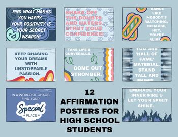 Preview of Affirmations for High School Students: Part 3, Ed. 2 (motivational posters)
