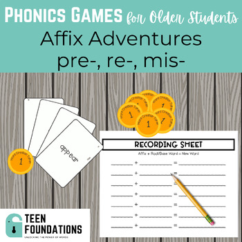 Preview of Affix Adventures pre- re- mis- | Morphology Card Game Phonics for Older Students