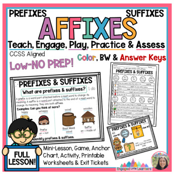 Preview of Affixes Lesson Prefixes & Suffixes | Worksheet | Activities | Posters and More