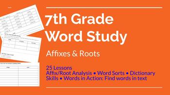 Preview of Affixes & Roots Word Study | Middle School | Greek & Latin Roots | Spelling
