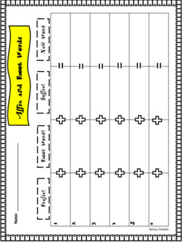 Affixes and Root Words Sort and Writing Activity by SavvyCreator