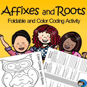 Preview of Affixes and Roots - Foldable and Color Coding Activity