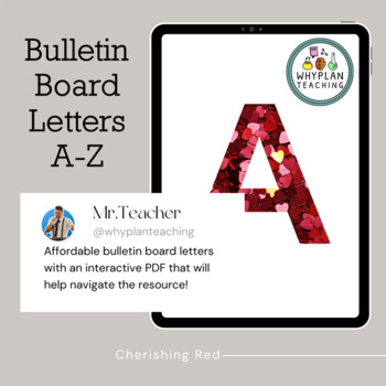 Preview of Affordable Bulletin Board Letters - Cherishing Red - A-Z + Commercial Use