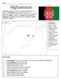 Afghanistan Map Color Activity - For Kite Runner or Curren