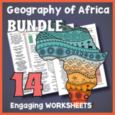 AFRICA GEOGRAPHY BUNDLE - 12 Word Search Puzzle Worksheet Activities