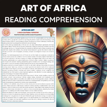 Preview of Art of Africa Reading Comprehension Passage Worksheet | African Art