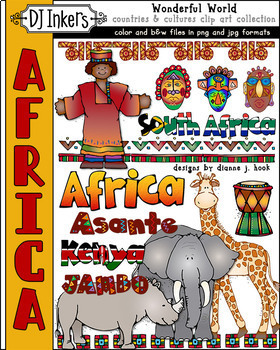 Preview of Africa Clip Art for Kenya and South Africa - Wonderful World Collection