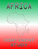 Africa Continent Study - All 56 African Countries - Worksheets, maps and flags.
