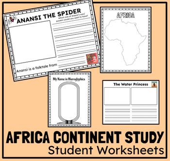 Preview of Africa Continent Study Worksheets