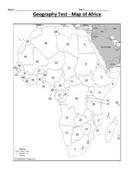 Preview of Africa Countries and Capitals Geography Test w/ ANSWER KEY