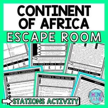 Preview of Africa Escape Room Stations - Reading Comprehension Activity - World Geography