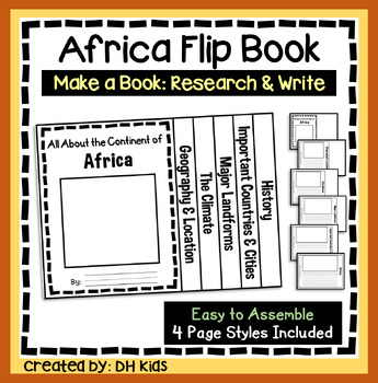 Preview of Africa Flip Book, Continent Report, Country Research Project, Writing