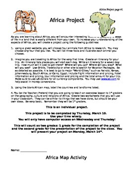Preview of Africa Geography, Animals, and Safari Project