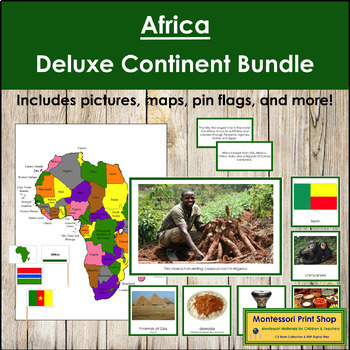 Preview of Africa Deluxe Continent Bundle (Color Borders) - Montessori Geography
