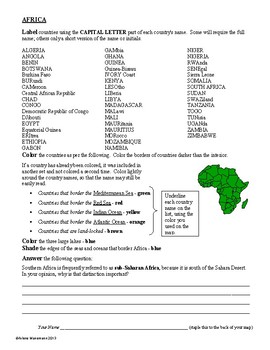 africa geography history worksheets and puzzles by
