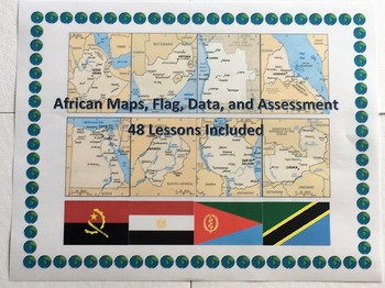 Preview of Africa Geography Maps, Flag, Data, Bundle Assessment  - Map Skills Data Analysis