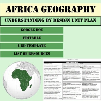 Preview of Africa Geography Unit-Understanding by Design Unit Plan