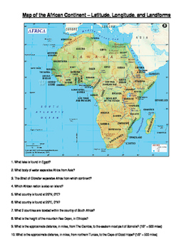 Preview of Africa: Latitude and Longitude