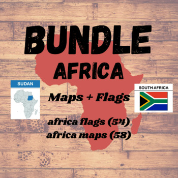 Preview of Africa MAPS & FLAGS BUNDLE | 112 Flash Cards | Geography Montessori