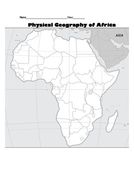 Preview of Africa Map Activity Worksheet - Physical Geography of Africa
