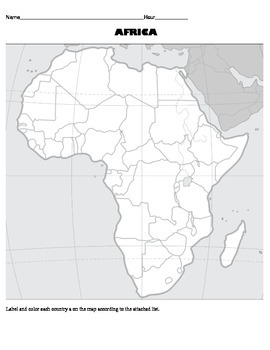 Preview of Africa Map Activity Worksheet - Political Geography of Africa