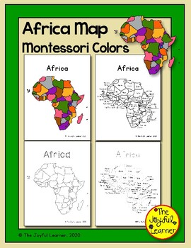 Preview of Africa Map (Montessori Colors) Printable - Includes tracing sheets