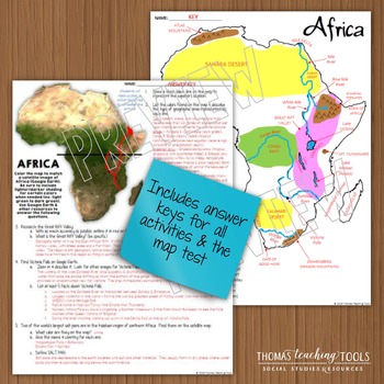 Africa: Map Unit Bundle with Outline Maps, Activities, and Map Tests