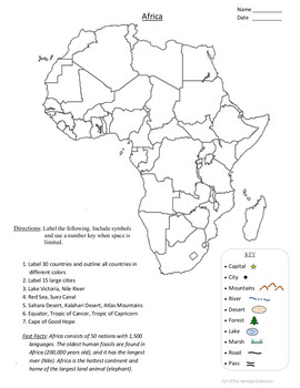 africa map worksheet by the harstad collection tpt