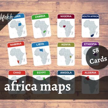 Preview of Africa Maps - 58 Flash Cards | Homeschooling | Montessori Geography