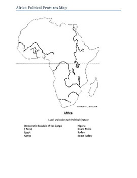 blank physical features map of africa