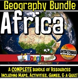 Africa Physical Geography Bundle, Map Activities & Quizzes
