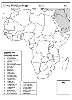 Africa Physical Map by Map Guy | TPT