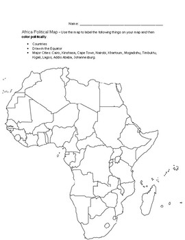 Africa Political Map by Siegrist's Social Studies Stuff | TpT