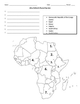 Africa Political Physical Map Quiz By A Focus On The Past Tpt
