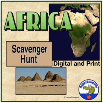 Preview of Africa Scavenger Hunt with  Internet Task Cards Digital and Printable
