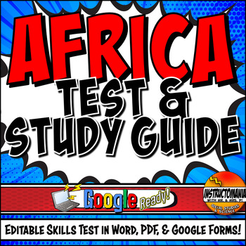 Preview of Africa Skills Test & Study Guide Bundle, Editable, Print or Google Forms