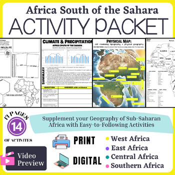 Preview of Africa South of the Sahara Activity Packet