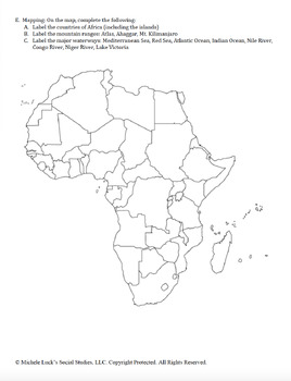 Africa Unit Atlas Introduction Activity with Mapping and Vocabulary