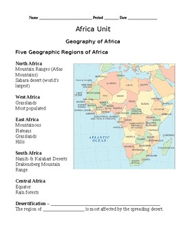 Preview of Africa Unit Guided Notes