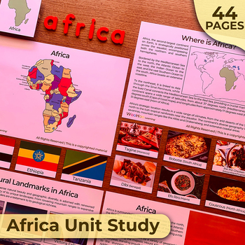 Preview of Africa Unit Study, Africa Activity Bundle, Africa Continent Montessori Unit