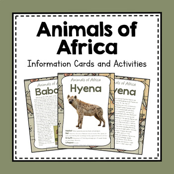 Preview of Africa Unit Study | Animals of Africa | Animal Facts Activity