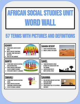 Preview of Africa Unit Word Wall 