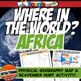 Africa Where in the World Scavanger Hunt & Map Physical Geography