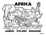 Africa -- Wildlife Coloring Page