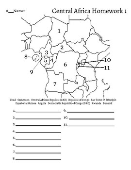 Preview of Africa by Section Numbered Map Assessments