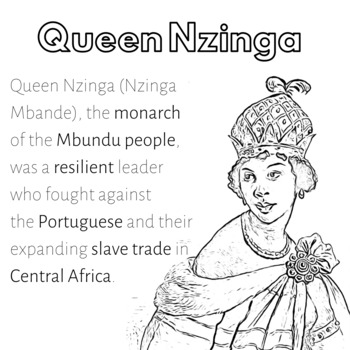Preview of Africa's Queen Coloring Sheet- Queen Nzinga