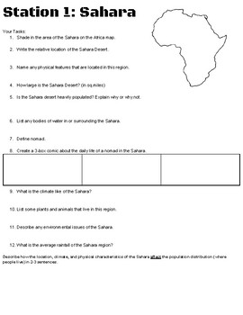 Preview of Africa's Regions Stations Packet