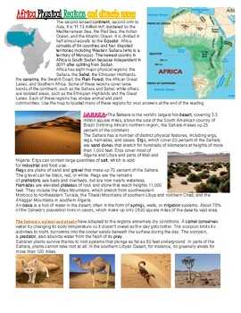 Preview of Africa's physical regions and climate zones station reading and questions sheet